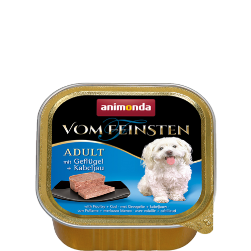 ANIMONDA для собак  Vom Feinsten Adult with  домашняя птица + треска /poultry + codfish /150 gr