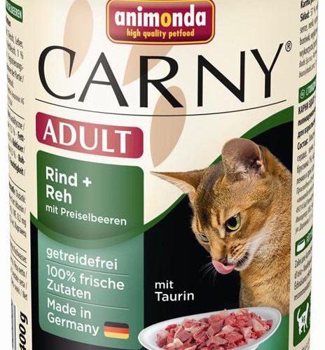 ANIMONDA kaķiem CARNY ADULT liellops + briedis+ dzērvenes /BEEF & DEER WITH CRANBERRIES/ 0.4gr